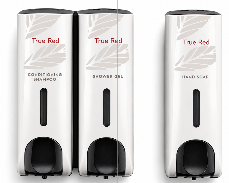 Red Roof Inn wall-mounted dispensers