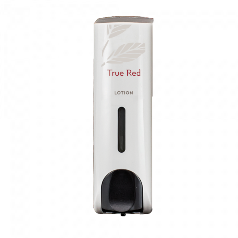 True Red Slim White Refillable Lotion Dispenser