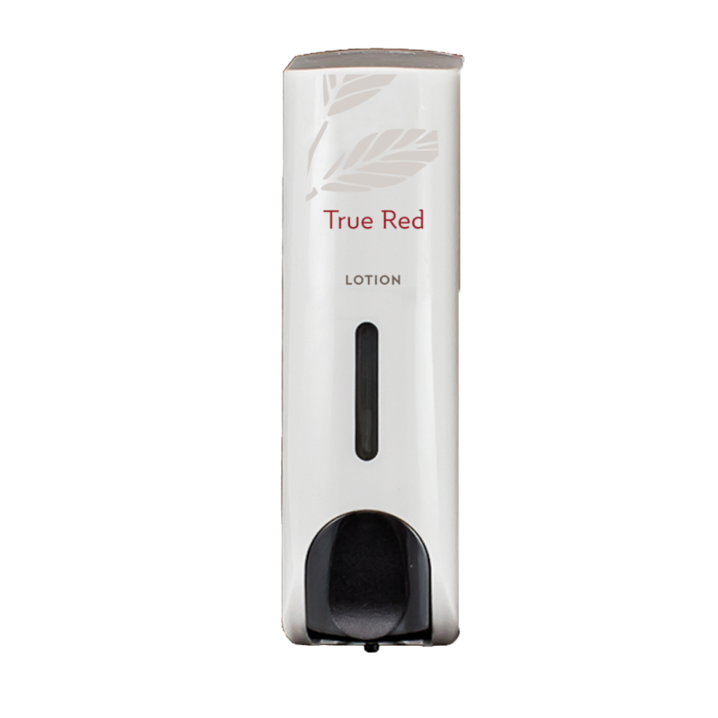 True Red Slim White Refillable Lotion Dispenser