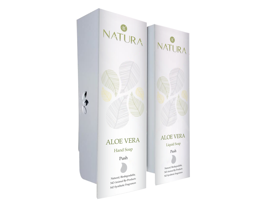 Natura Odyssey White Hand Soap & Lotion Refillable Dispenser Set