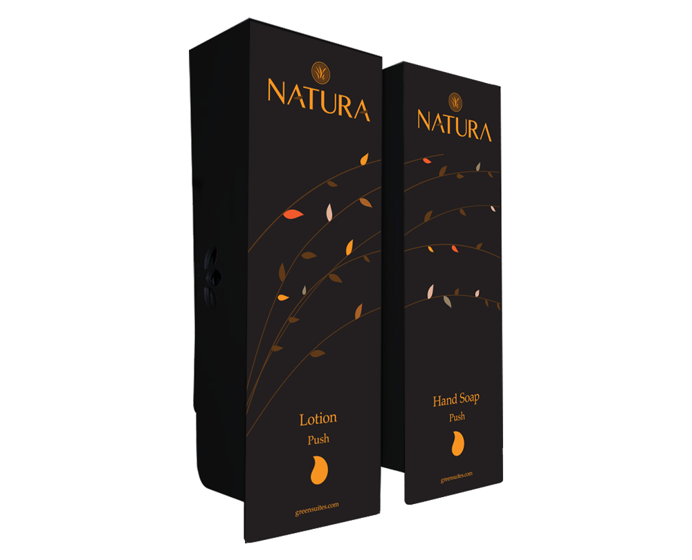 Natura Odyssey Black Hand Soap & Lotion Refillable Dispenser Set