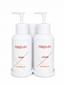 Aroya Pump+ White Hand Soap & Lotion Dispenser Set