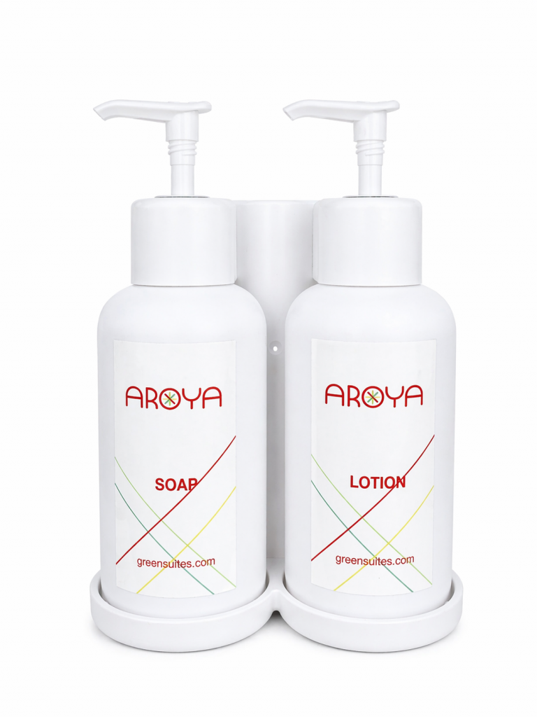 Aroya Pump+ White Hand Soap & Lotion Dispenser Set