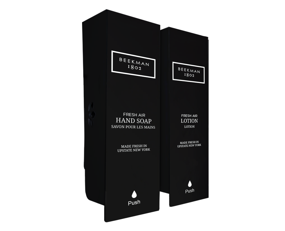 Beekman Fresh Air Odyssey Black Hand Soap & Lotion Refillable Dispenser Set