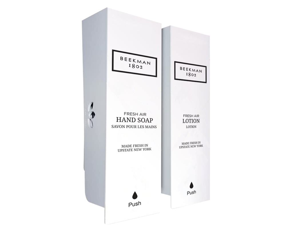 Beekman Fresh Air Odyssey White Hand Soap & Lotion Refillable Dispenser Set