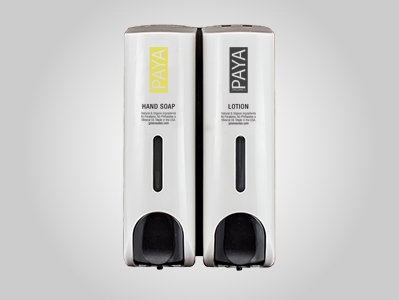 Paya Slim White Refillable Hand Soap & Lotion Dispenser Set