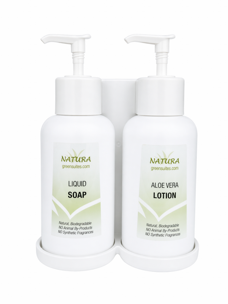 Natura Pump+ White Hand Soap & Lotion Dispenser Set