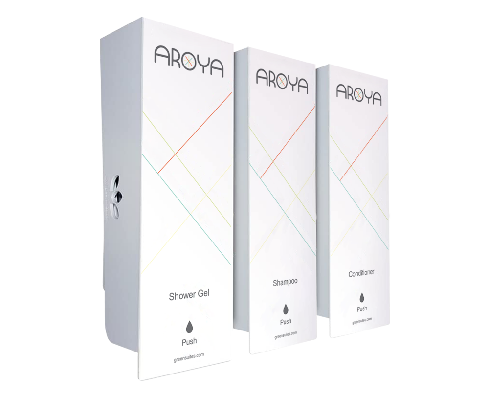 Aroya Odyssey White Trio (Shampoo, Conditioner & Shower Gel) Refillable Dispenser Set