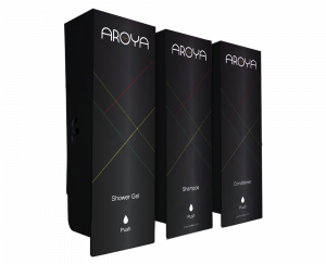 Aroya Odyssey Black Trio (Shampoo, Conditioner & Shower Gel) Refillable Dispenser Set