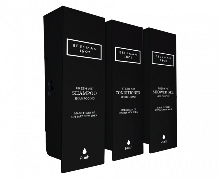 Beekman Fresh Air Odyssey Black Shower (Shampoo, Conditioner & Shower Gel) Refillable Dispenser