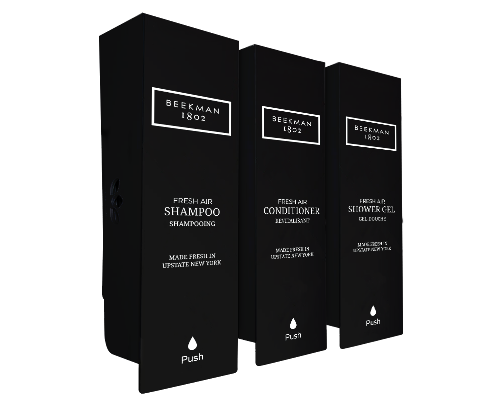 Beekman Fresh Air Odyssey Black Shower (Shampoo, Conditioner & Shower Gel) Refillable Dispenser