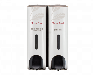 True Red Slim White Refillable Conditioning Shampoo & Shower Gel Dispenser Set