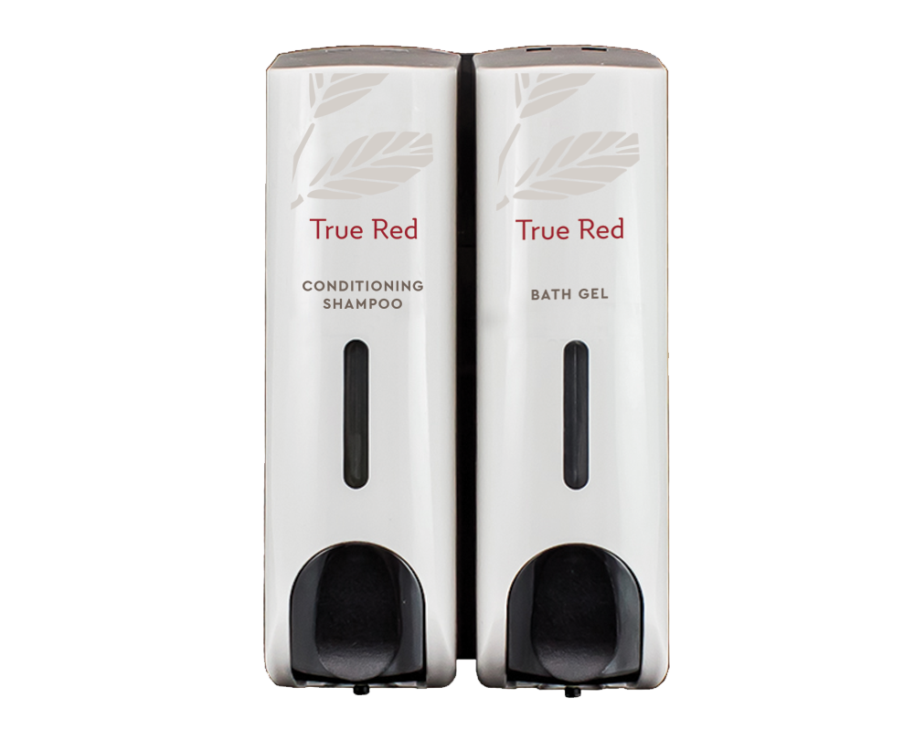True Red Slim White Refillable Conditioning Shampoo & Shower Gel Dispenser Set