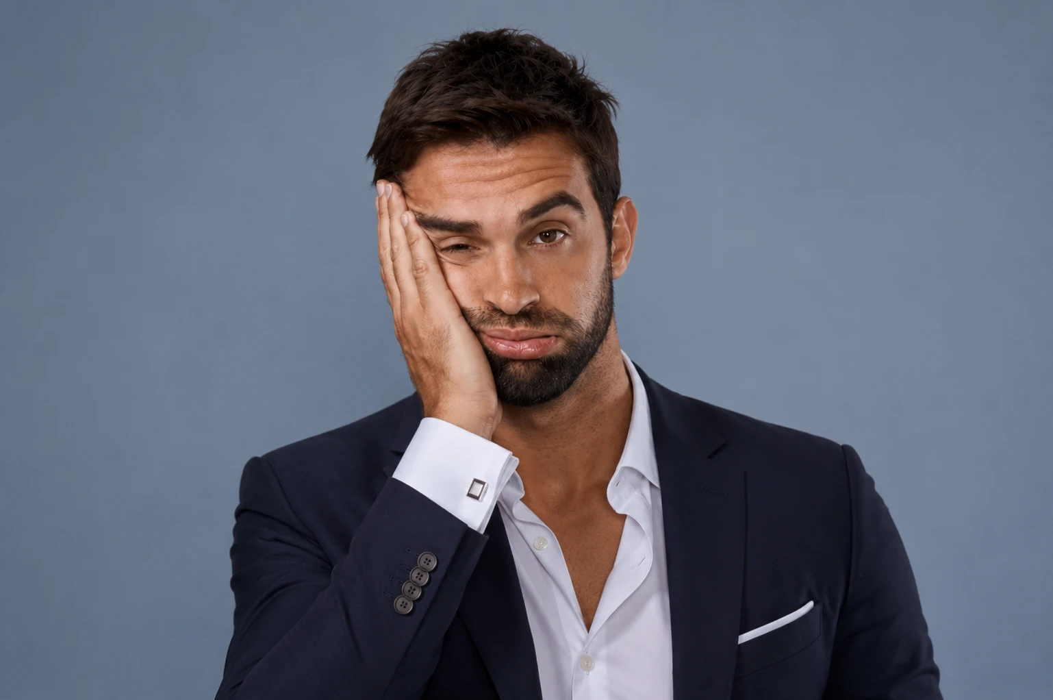 Stressed hotel staff member