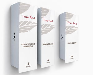 True Red Odyssey White Duo (Shampoo, Shower Gel) + Single (Hand Soap) Dispenser Set