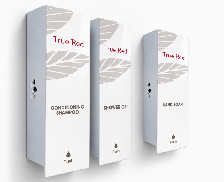 True Red Odyssey White Duo (Shampoo, Shower Gel) + Single (Hand Soap) Dispenser Set