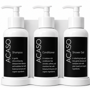 Acaso Pump+ White Trio (Shampoo, Conditioner & Shower Gel) Refillable Dispenser Set