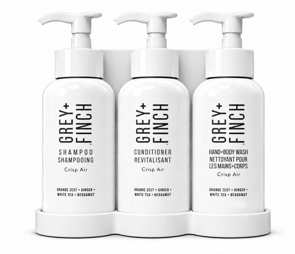 Grey + Finch Pump+ trio (Shampoo, Conditioner & Body Wash) Refillable Dispenser Set